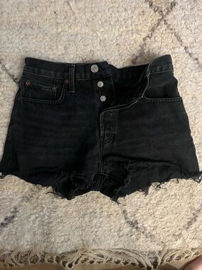 Redone High-Rise Black Denim Cutoff Shorts